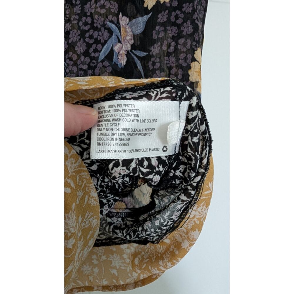 Knox Rose Floral Boho Mixed Print Sheer Blouse - Picture 5 of 6